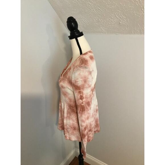 Anthropologie t.la Jill Babydoll Ribbed Tie-Dye Pink/White Top - Size Extra SM - Picture 2 of 9